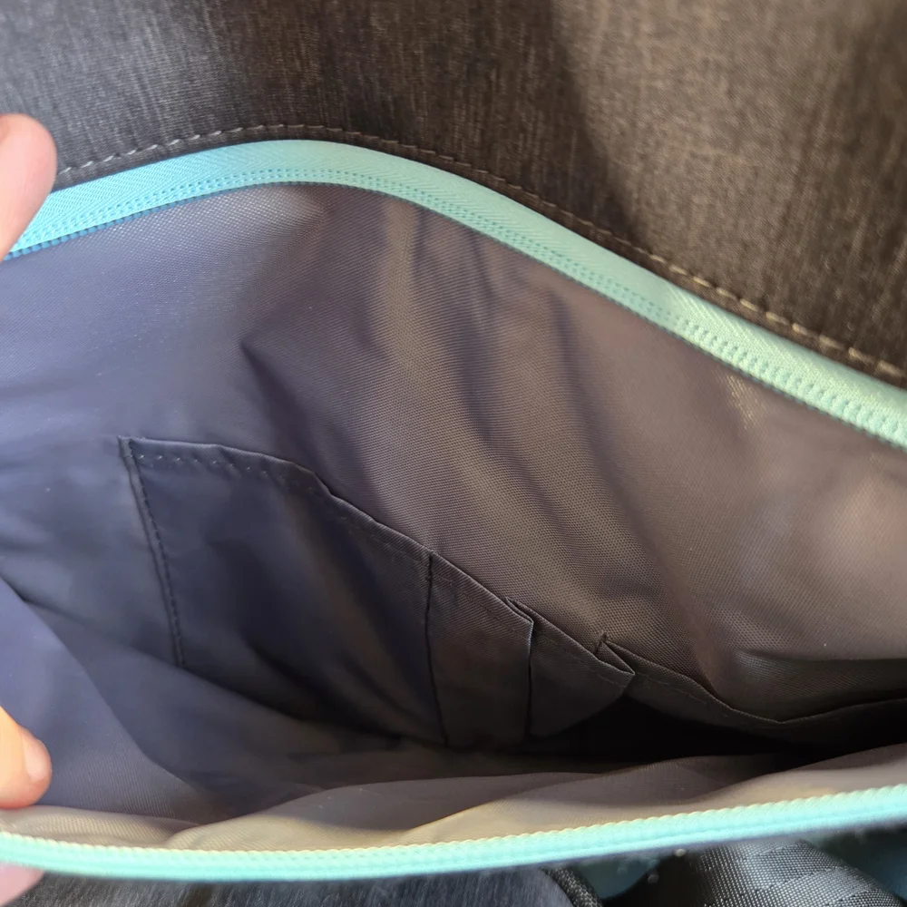 Padded Laptop Messenger Bag, Grey And Blue
